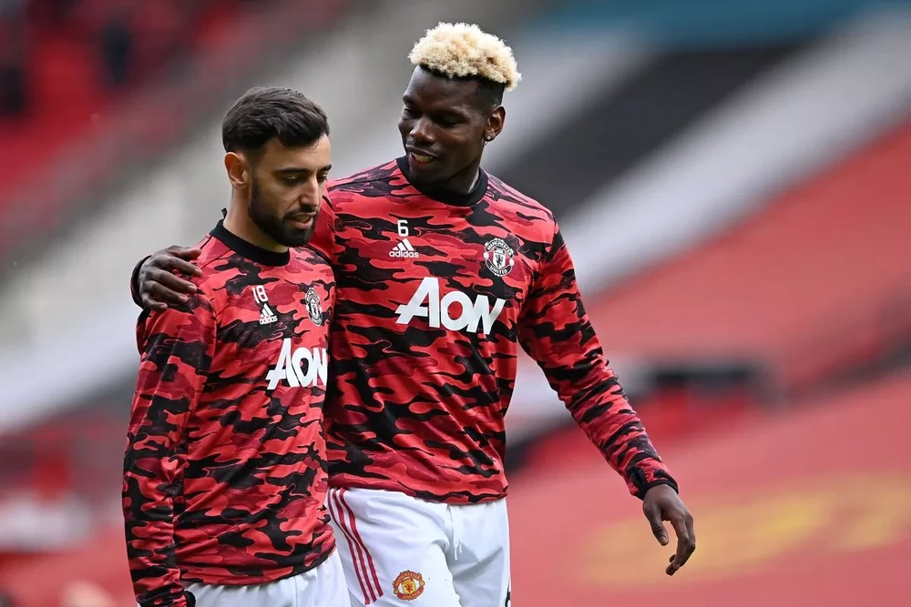 Paul Pogba và Bruno Fernandes có vài năm chơi bóng cùng nhau tại MU. ẢNH: GETTY mu-bruno-fernandes-paul-pogba.jpg