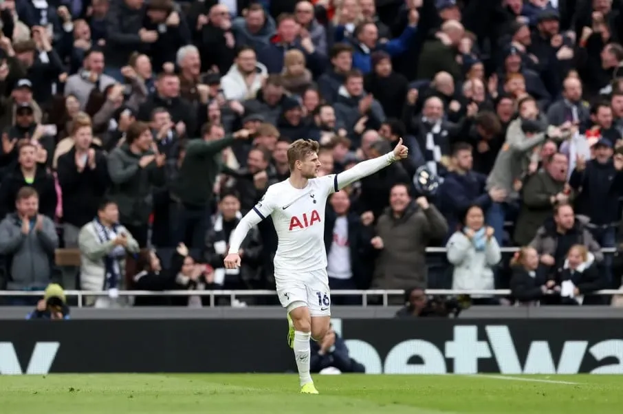 Timo Werner đã nổ súng trong màu áo của Tottenham. Ảnh: Getty premier-league-tottenham.jpeg