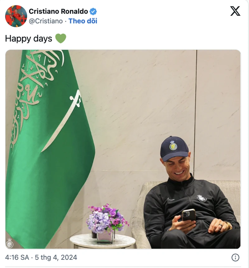 Ronaldo đăng hình ảnh hạnh phúc ngay sau trận MU thua Chelsea. ẢNH: INSTAGRAM RONALDO ronaldo-che-nhao-ten-hag.png