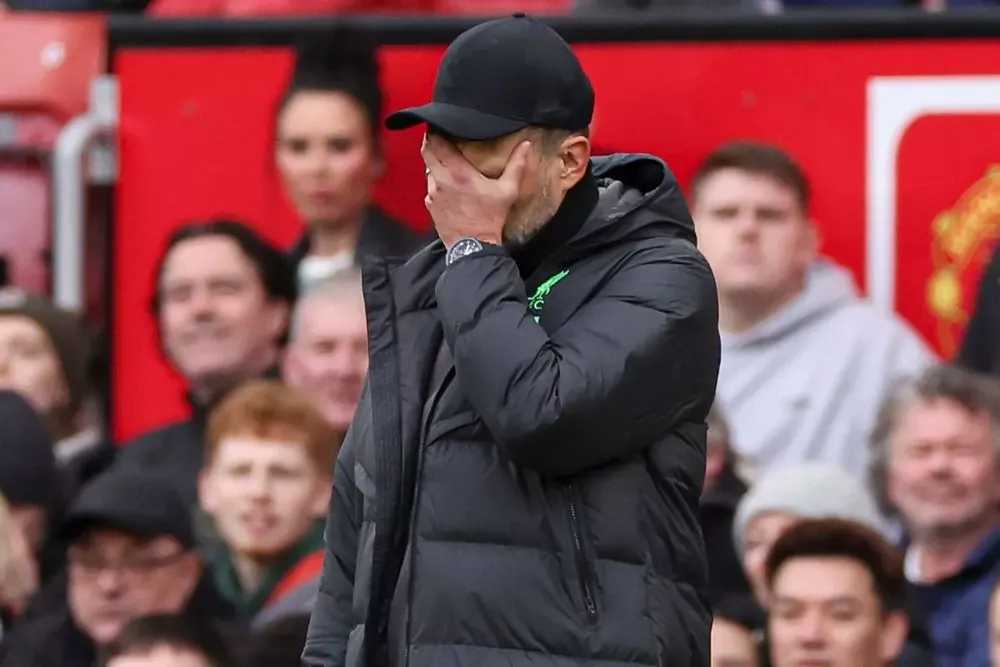 Klopp không thể giúp Liverpool thắng được MU trận nào ở mùa giải này. ẢNH: GETTY klopp-liverpool.jpg