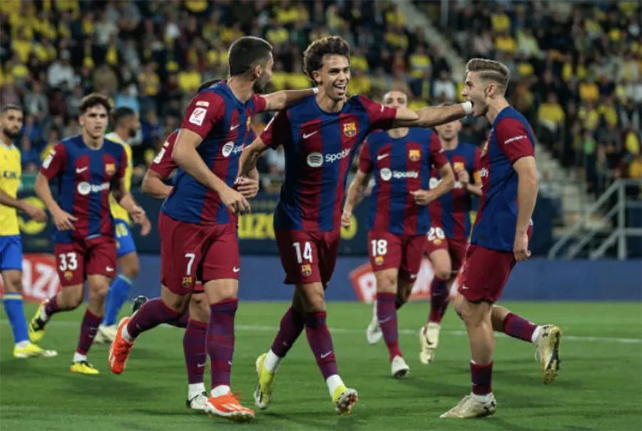Felix ăn mừng bàn thắng duy nhất trận cho Barcelona. Ảnh: GETTY Barcelona