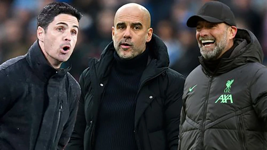 Cả ba đội Man City, Arsenal và Liverpool vẫn còn nguyên cơ hội vô địch Premier League mùa này. ẢNH: MIRROR man city