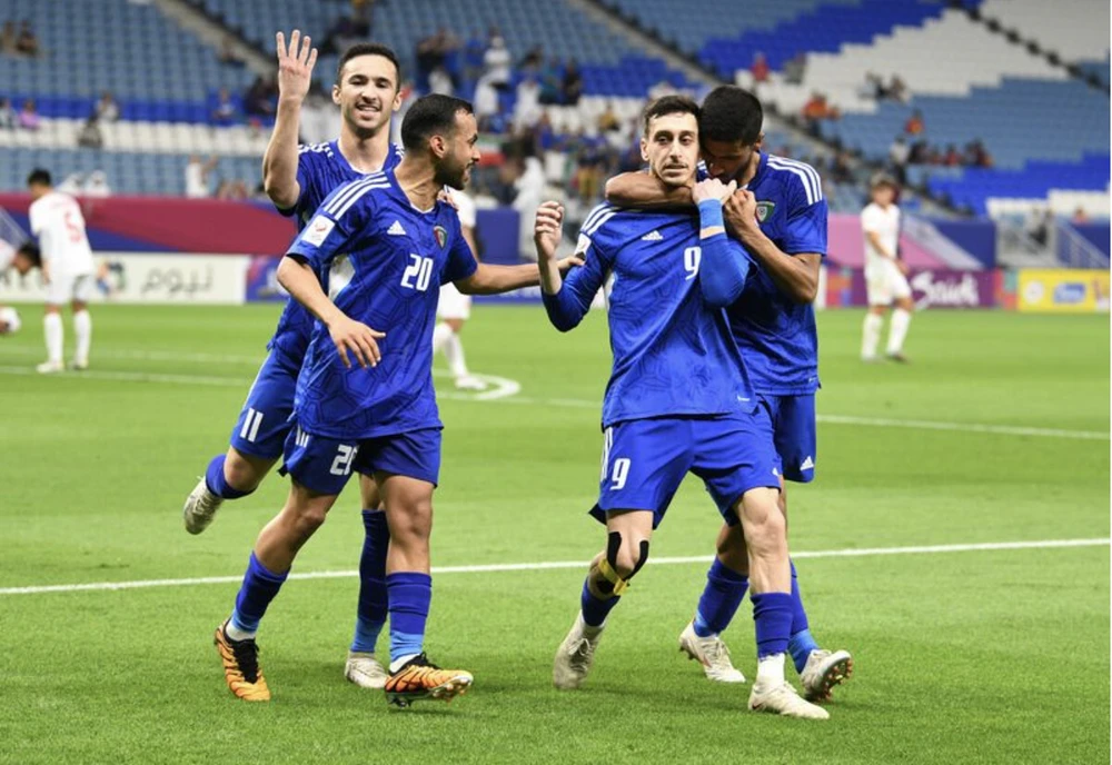 U-23 Kuwait đáp trả bằng bàn gỡ hòa 1-1. ẢNH: AFC kuwait-u-23-chau-a.png