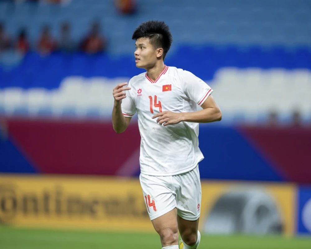 Văn Tùng ăn mừng bàn thắng mở tỉ số cho U-23 Việt Nam. ẢNH: AFC van-tung.png