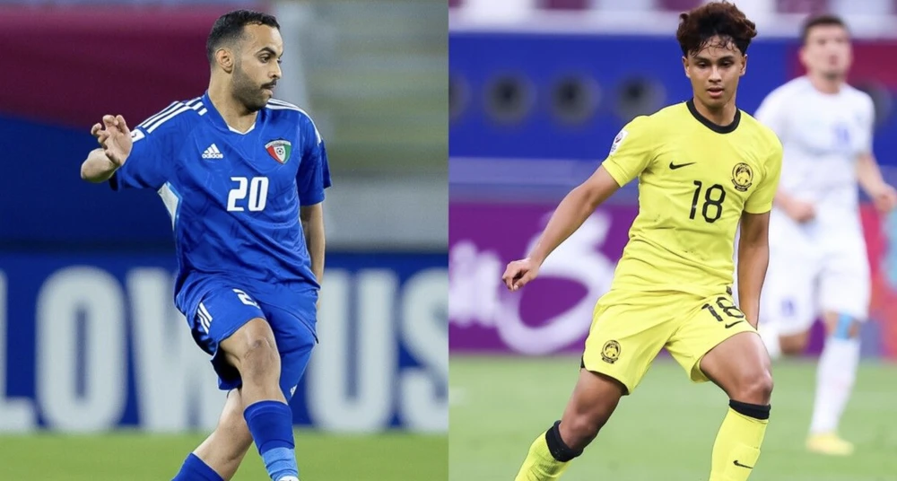 U-23 Malaysia và U-23 Kuwait đối đầu với nhau trong trận cầu thủ tục. ẢNH: AFC malaysia-kuwait.png