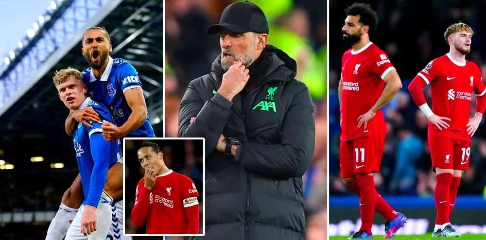 Thua Everton, Liverpool của Klopp gần như hết hi vọng vô địch Premier League. ẢNH: MIRROR premier-league-everton-liverpool-klopp.jpg