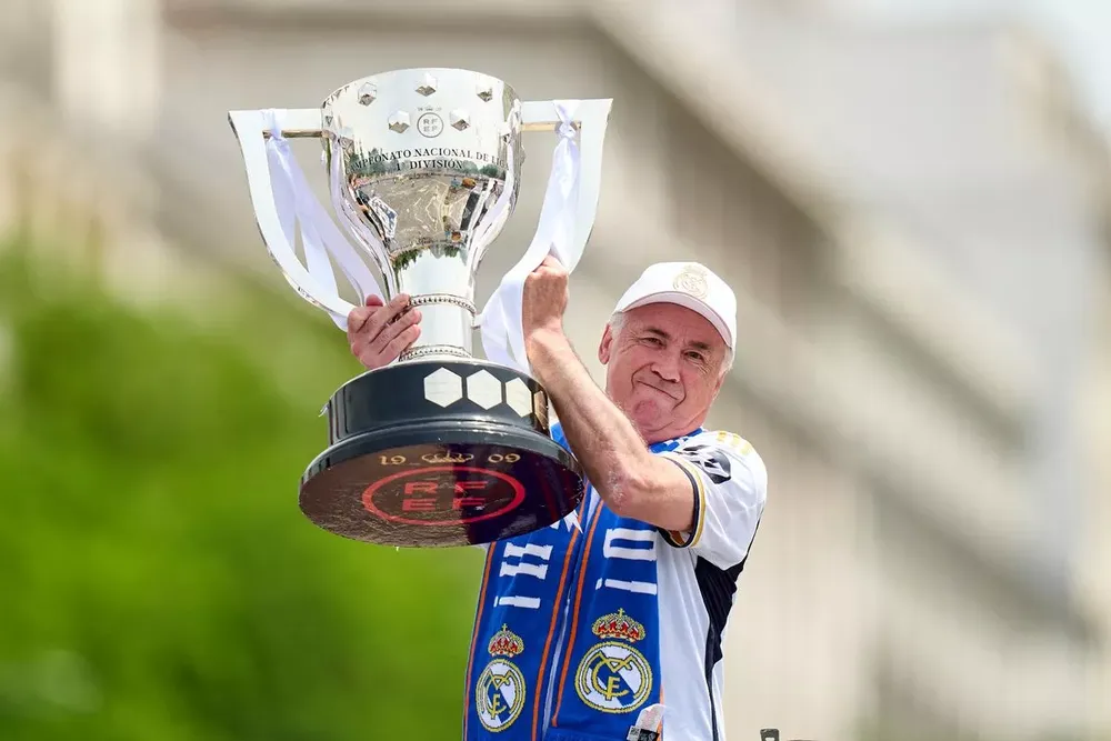 HLV Carlo Ancelotti của Real Madrid. ẢNH: GETTY real-madrid-vo-dich-la-liga-4.jpg