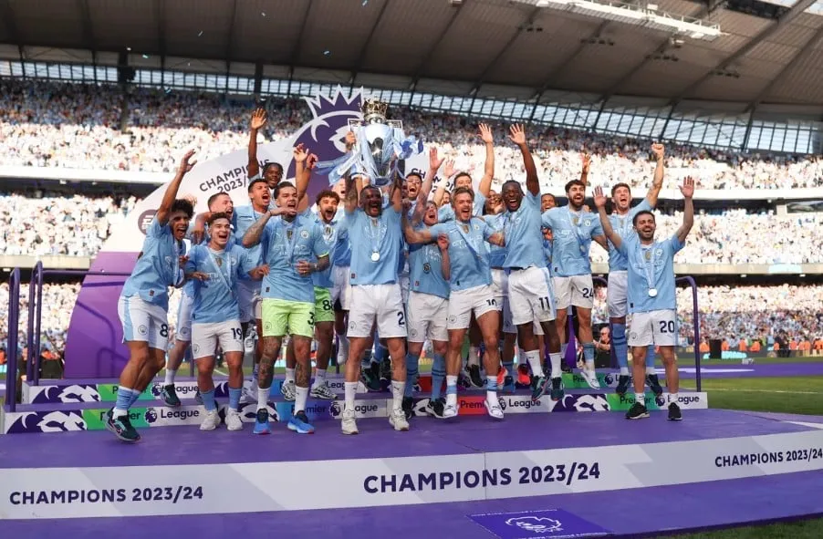 Man City bảo vệ thành công chức vô địch Premier League lần thứ 4 liên tiếp. Ảnh: Getty IMG_8911.jpeg