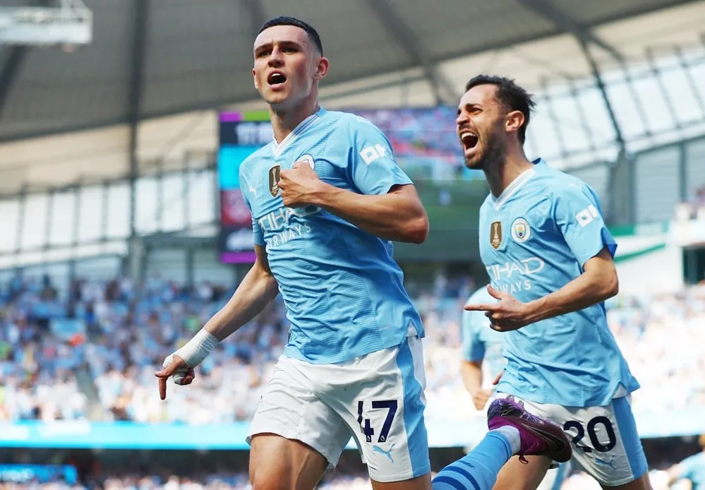 Phil Foden tỏa sáng với cú đúp bàn thắng giúp Man City bảo vệ thành công chức vô địch. Ảnh: Getty Cú đúp bàn thắng giúp Man City bảo vệ thành công chức vô địch