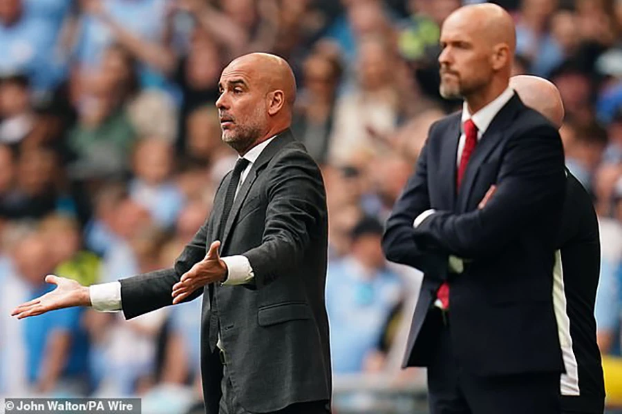 Pep Guardiola hết lời ca ngợi Ten Hag sau trận chung kết FA Cup. ẢNH: PA pep guardiola