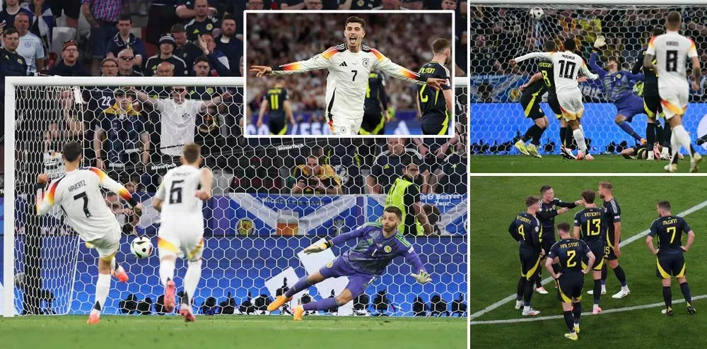 Đội tuyển Đức khởi đầu hoàn hảo tại Euro 2024 bằng cách "hủy diệt" Scotland. ẢNH: MIRROR euro-2024-scotland-duc.jpg