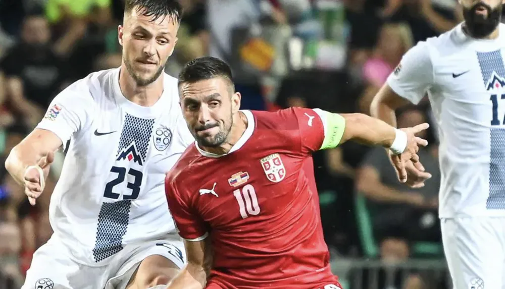 Cuộc đối đầu giữa Serbia và Slovenia vào năm 2022. ẢNH: GETTY euro-2024-slovenia-serbia.png