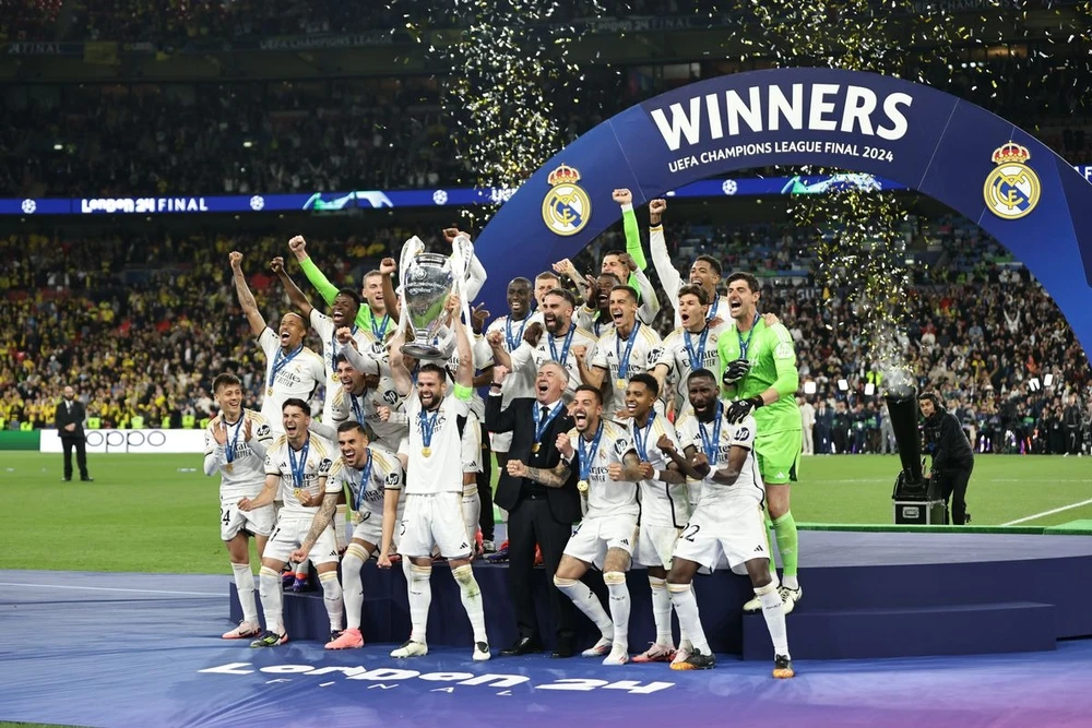 Sir Jim Ratcliffe ngưỡng mộ và coi thành công của Real Madrid là hình mẫu cho MU. ẢNH: GETTY real-madrid-champions-league.jpeg