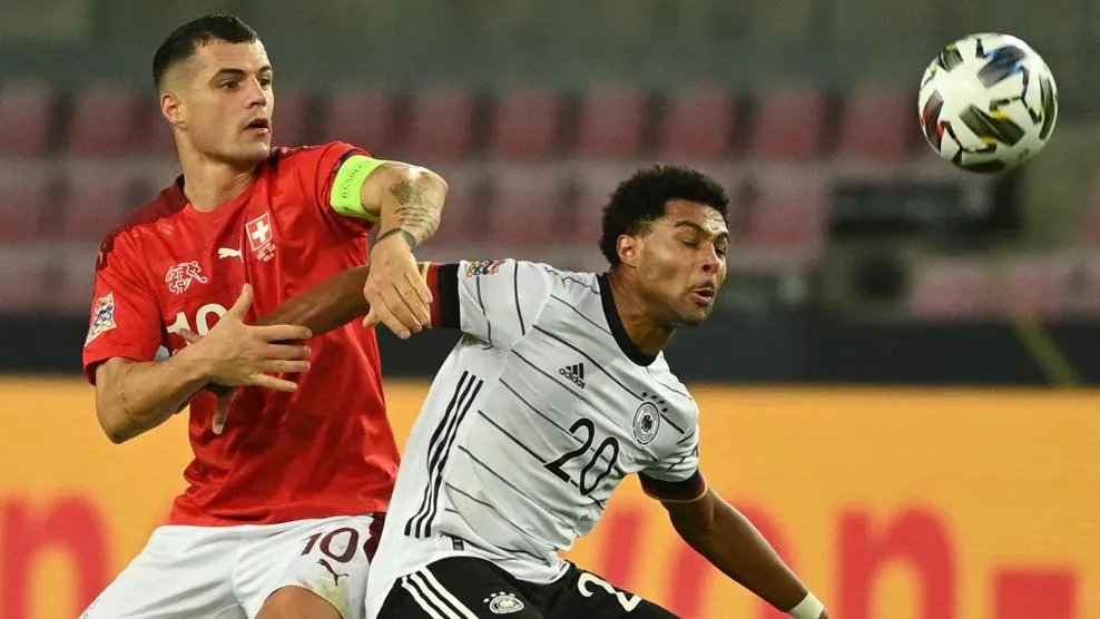 Đội tuyển Đức đối đầu với Thụy Sĩ tại Nations League vào năm 2021. ẢNH: GETTY euro-2024-thuy-si-duc.jpg