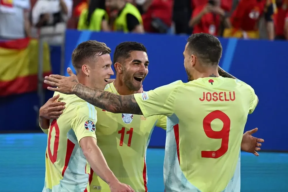 Tây Ban Nha thắng nhẹ Albania 1-0 để kết thúc vòng bảng với 3 trận toàn thắng. ẢNH: GETTY tay-ban-nha-albania-euro-2024.jpg