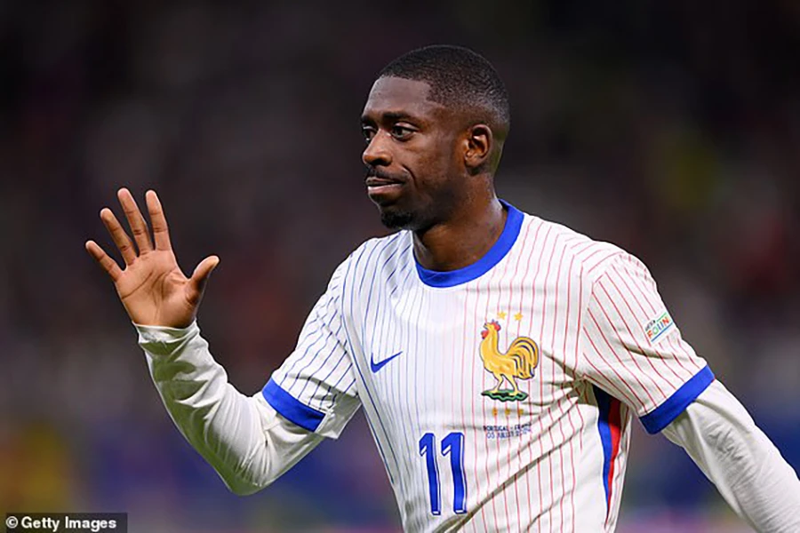 Dembele đang nhận được sự tin tưởng của HLV Deschamps. ẢNH: GETTY dembele-euro-2024.jpg