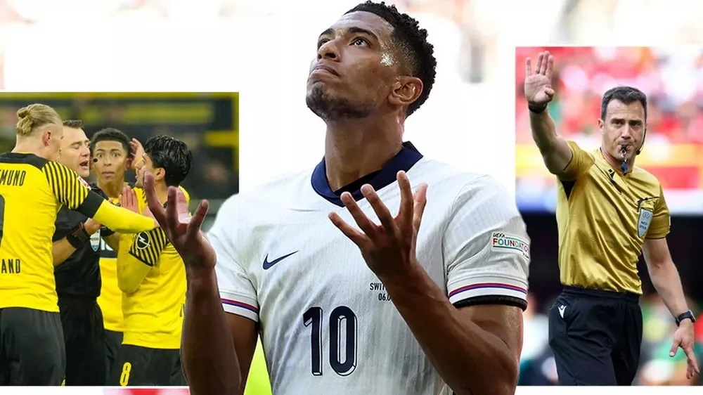 Trọng tài Zwayer từng có mâu thuẫn với ngôi sao tuyển Anh Jude Bellingham. ẢNH: MIRROR ban-ket-euro-2024-bellingham-anh.jpg
