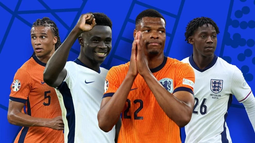 Có rất nhiều "cuộc chiến" trên sân trong trận đấu giữa Anh và Hà Lan tại bán kết Euro 2024. ẢNH: UEFA bán kết Euro 2024