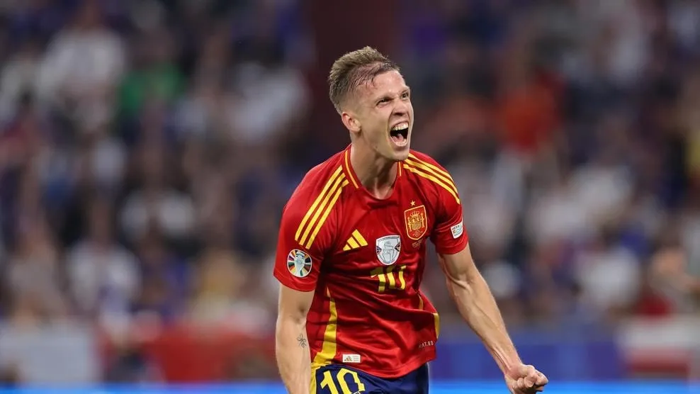 Dani Olmo đang dẫn đầu danh sách vua phá lưới cùng Harry Kane với 3 bàn thắng. ẢNH: GETTY euro-2024-anh-tay-ban-nha.jpg