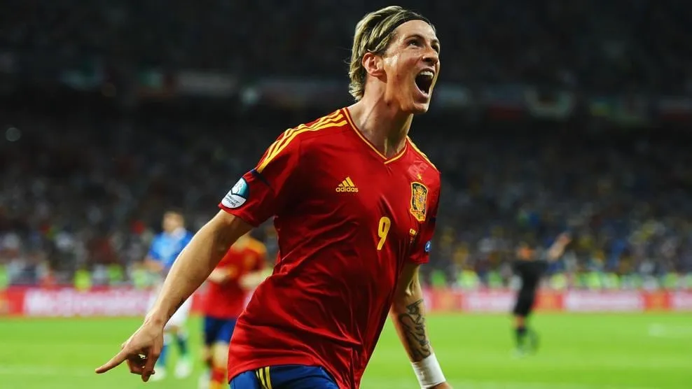 Torres ăn mừng bàn thắng trong trận Tây Ban Nha thắng Ý 4-0 ở chung kết Euro 2012. ẢNH: GETTY chung kết Euro