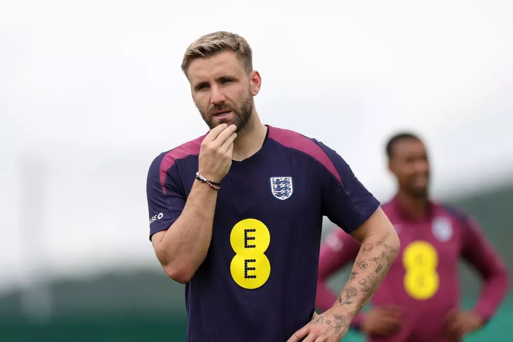 Luke Shaw có lẽ sẽ tiếp tục ngồi dự bị ở chung kết Euro 2024. ẢNH: GETTY euro-2024-tuyen-anh-luke-shaw.jpg