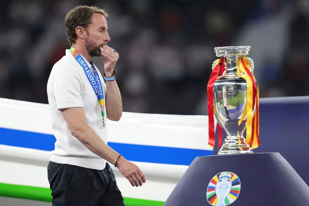 Southgate lần thứ hai liên tiếp lỡ hẹn với chức vô địch Euro 2024. ẢNH: GETTY Southgate từ chức HLV tuyển Anh.