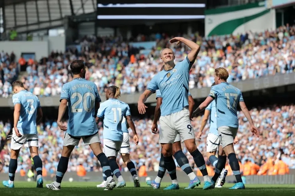 Erling Haaland lập hat-trick cho Man City. Ảnh: Getty Haaland lập hat-trick