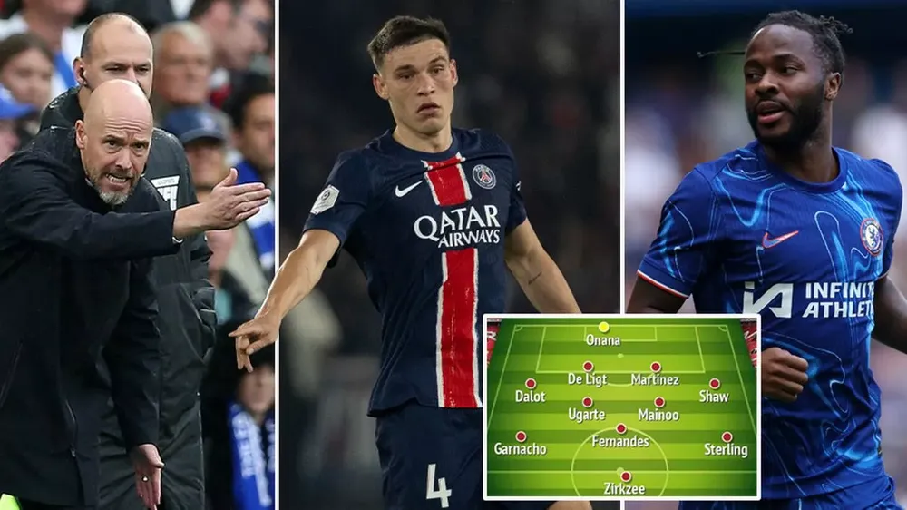 Ten Hag sẽ có đội hình mạnh nhất của MU nếu sở hữu Ugarte và Sterling. ẢNH: MIRROR đội hình mạnh nhất của MU,MU