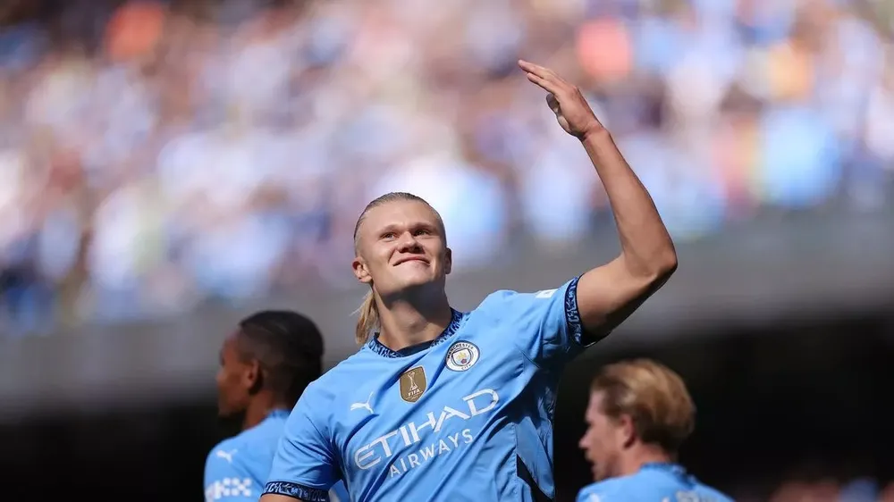 Haaland đã ghi 4 bàn sau 2 trận đầu mùa ở Premier League. ẢNH: GETTY man-city-erling-haaland.jpg