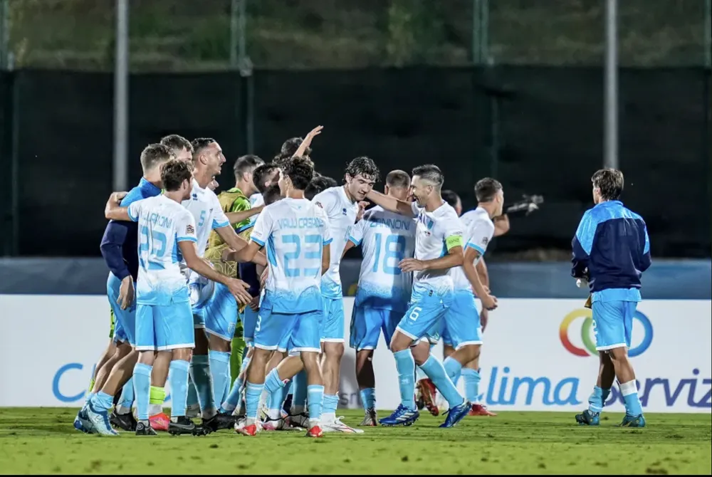 Các cầu thủ San Marino ăn mừng bàn thắng vào lưới Liechtenstein. ẢNH: GOAL PIX đội tuyển bóng đá, SAN MARINO