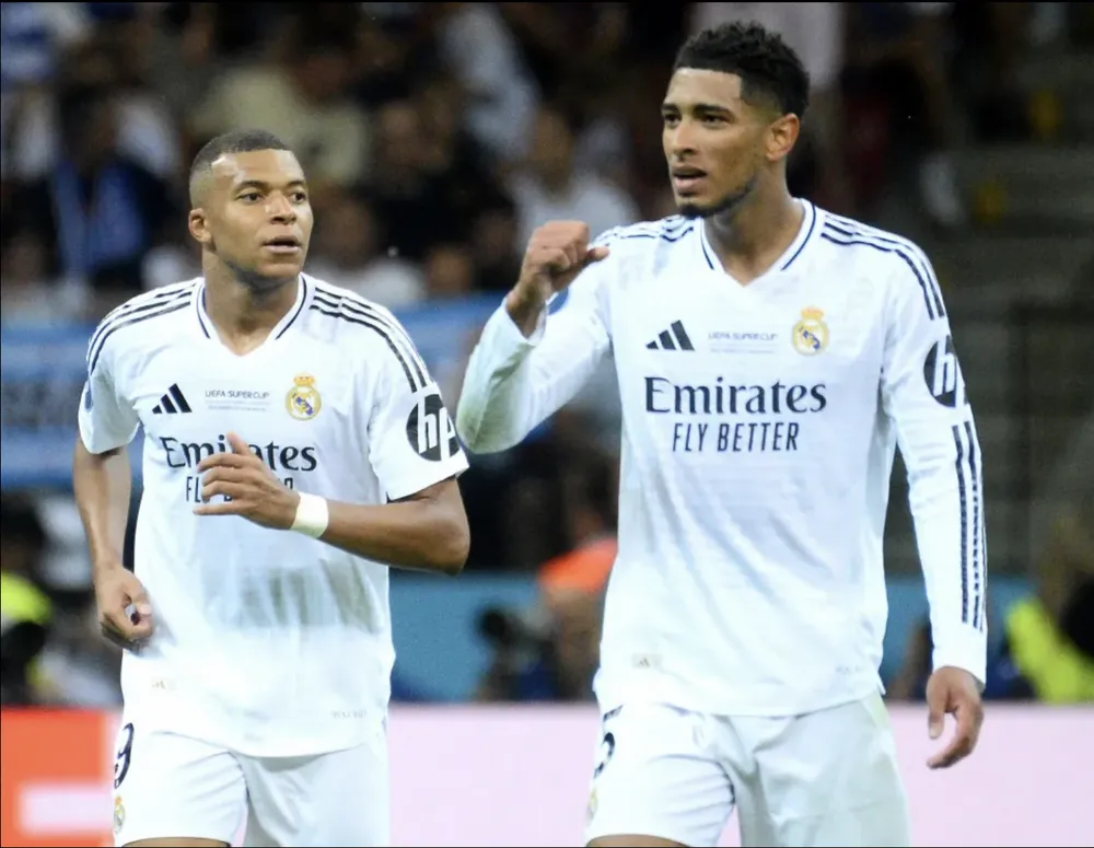 Real Madrid sở hữu Mbappe và Bellingham nhưng xếp tận thứ tám. ẢNH: SPLASH mbappe-bellingham-real-madrid.png