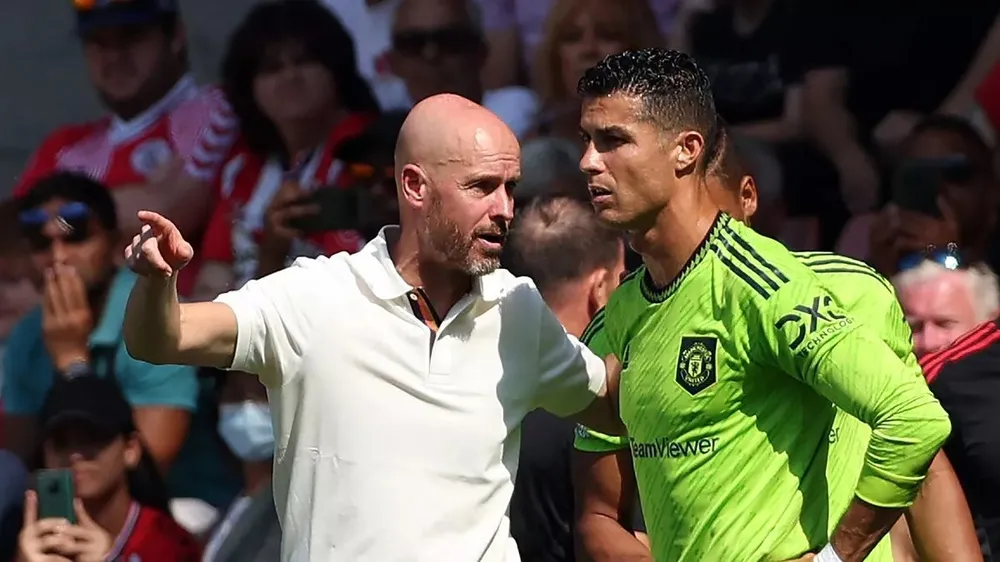 Ronaldo và Ten Hag có mâu thuẫn không thể hòa giải. ẢNH: GETTY ronaldo-chi-trich-ten-hag.jpg