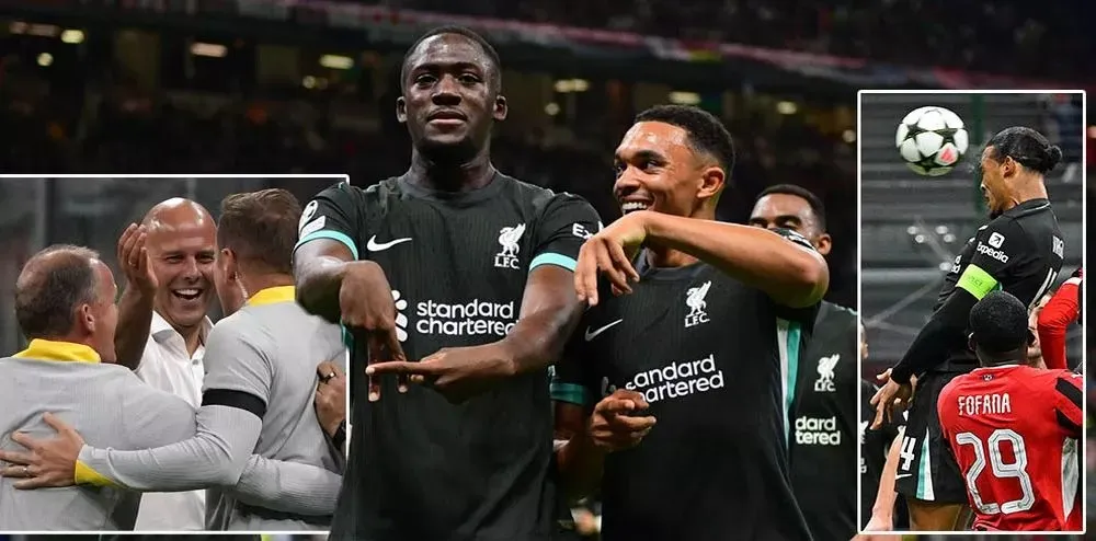 Liverpool và HLV Arne Slot có một đêm Champions League không thể quên. ẢNH: MIRROR đêm Champions League không thể quên,LIVERPOOL,CHAMPIONS LEAGUE