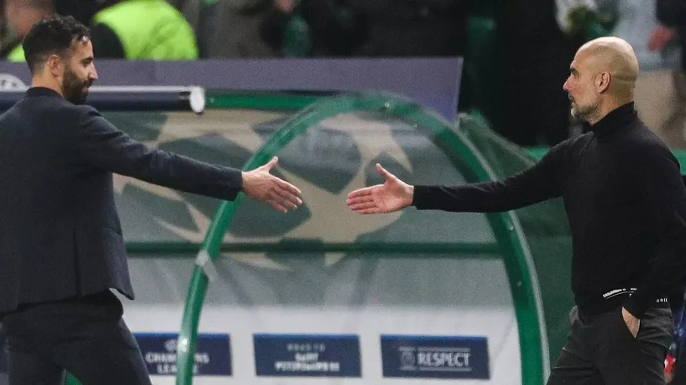 Amorim không thể dẫn dắt Man City nếu Pep Guardiola ra đi. ẢNH: GETTY amorim-pep-guardiola.jpg