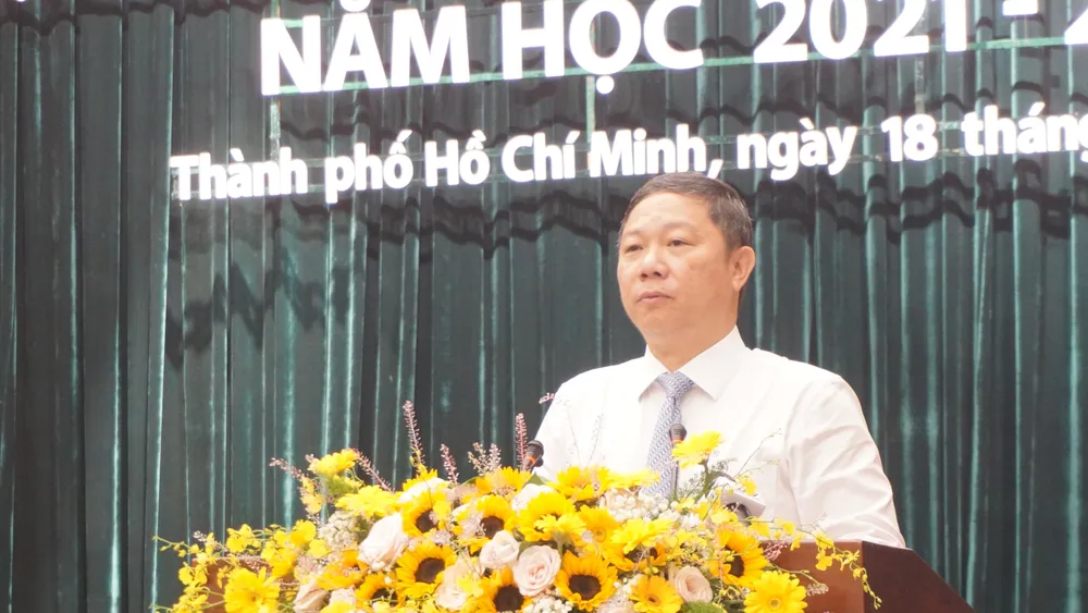 Phó Chủ tịch UBND TP.HCM Dương Anh Đức phát biểu tại buổi lễ. Ảnh: NQ Phó Chủ tịch UBND TP.HCM Dương Anh Đức phát biểu tại buổi lễ. Ảnh: NQ