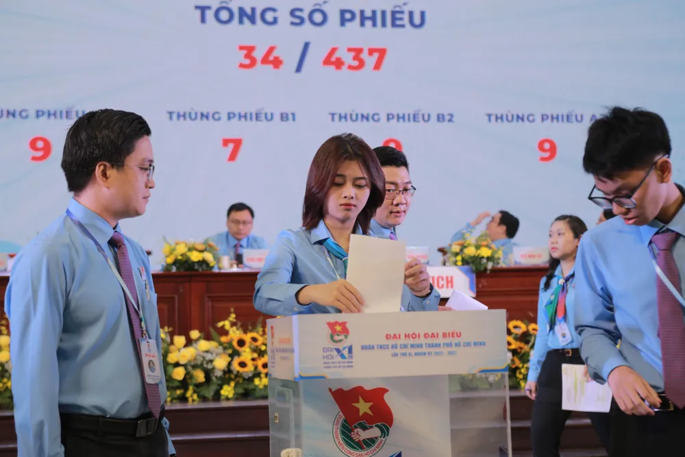 Đại hội đã bầu ra Đoàn đại biểu chính thức dự Đại hội Đoàn toàn quốc lần thứ XII gồm 34 người và 6 đại biểu dự khuyết. Ảnh: BTC