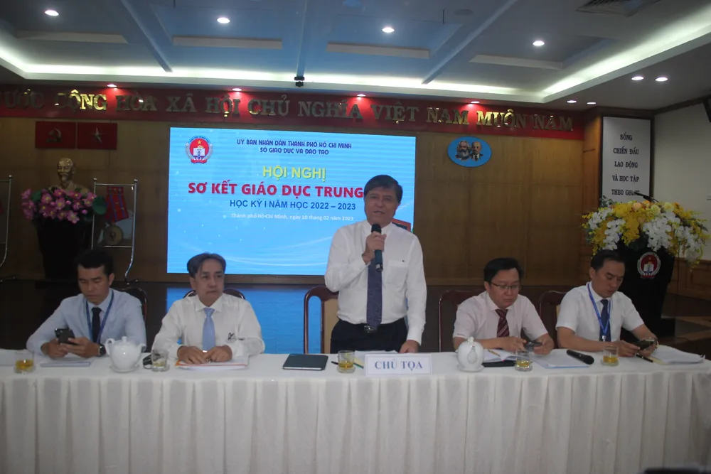 Giám đốc Sở GD&ĐT TP.HCM Nguyễn Văn Hiếu phát biểu tại hội nghị. Ảnh: TT Giám đốc Sở GD&ĐT TP.HCM Nguyễn Văn Hiếu phát biểu tại hội nghị. Ảnh: TT