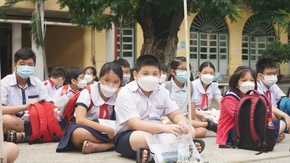 Thí sinh dự khảo sát vào lớp 6 Trường THPT chuyên Trần Đại Nghĩa, quận 1 năm 2022. Ảnh: NGUYỄN QUYÊN Thí sinh dự khảo sát vào lớp 6 Trường THPT chuyên Trần Đại Nghĩa, quận 1 năm 2022. Ảnh: NGUYỄN QUYÊN