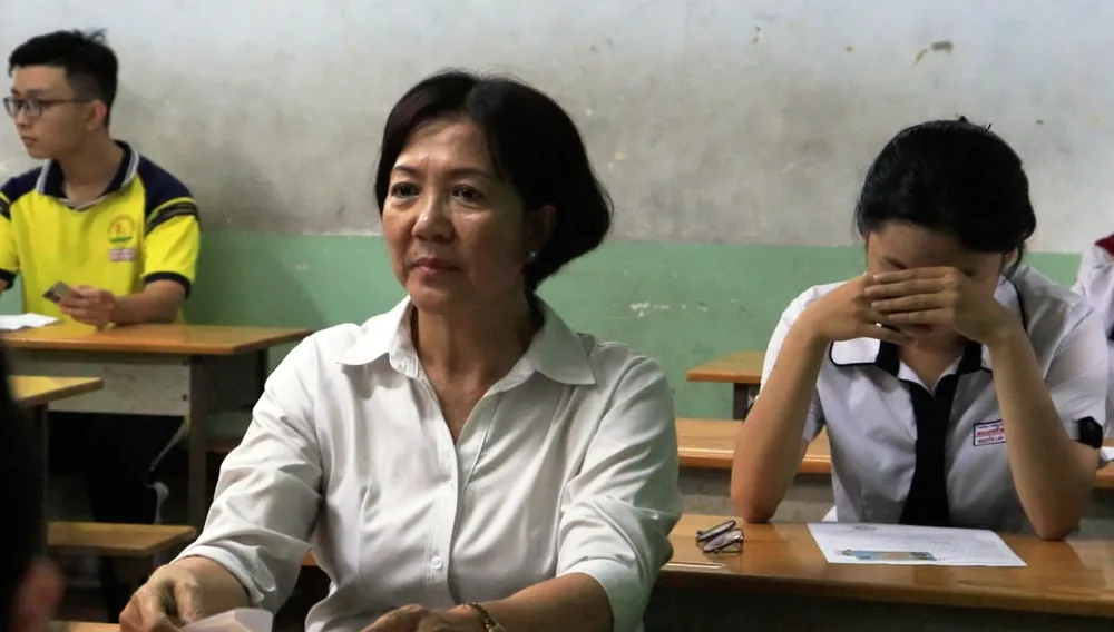 Bà Ngô Thị Kim Chi - thí sinh lớn tuổi nhất tham dự kỳ thi tốt nghiệp THPT 2023 tại TP.HCM. Ảnh: TRẦN MINH