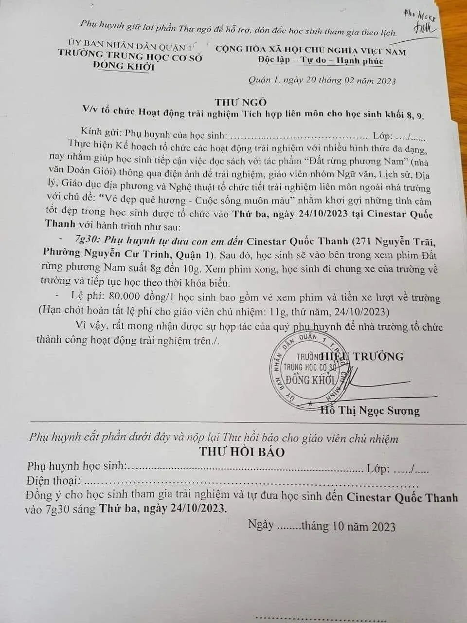 Thư ngỏ của Trường THCS Đồng Khởi, quận 1 liên quan đến việc kêu gọi quý phụ huynh mua vé cho học sinh xem phim Đất rừng Phương Nam. dat-rung-phuong-nam.jpg