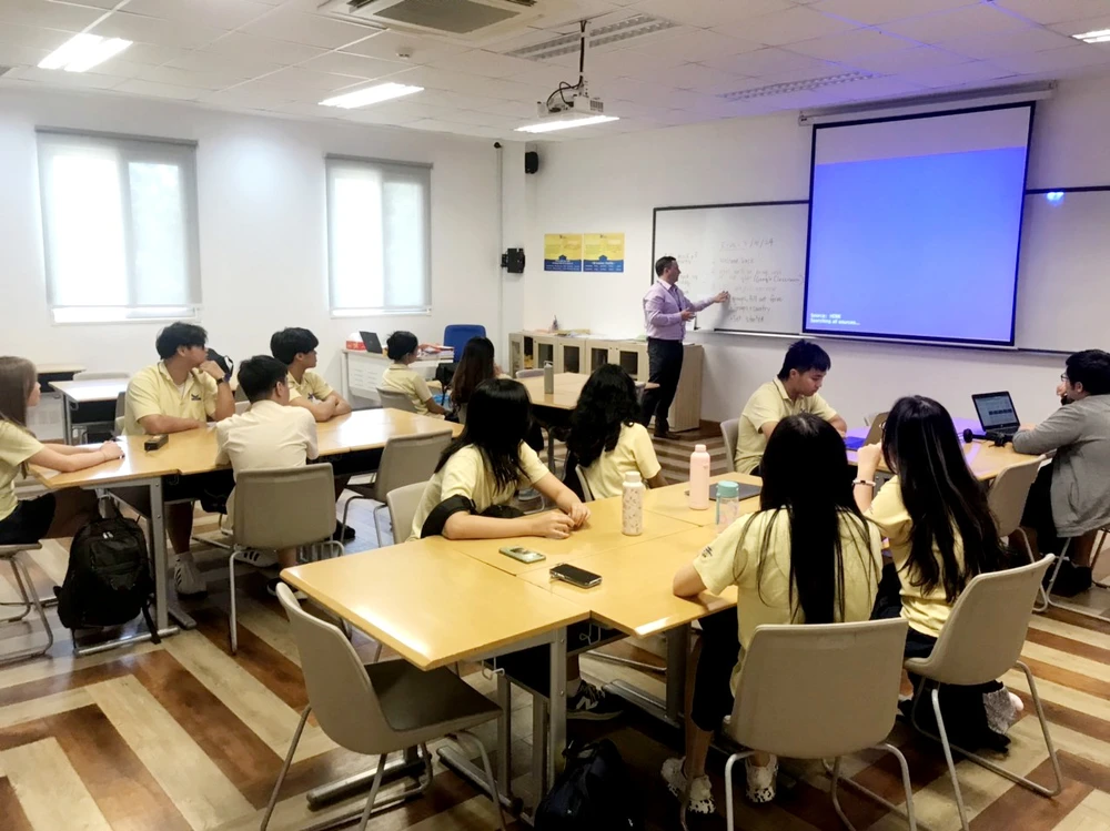Một giờ học của học sinh Trường Quốc tế Mỹ Việt Nam. Ảnh: TM trường quốc tế Mỹ Việt Nam