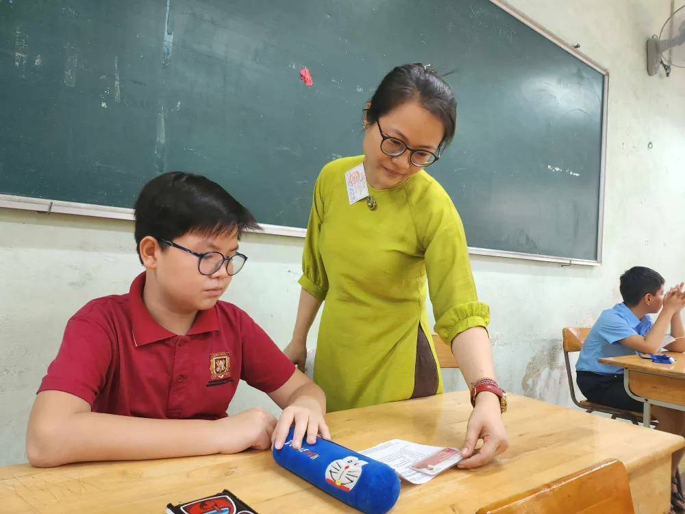 Học sinh tham dự khảo sát vào lớp 6 Trường Trần Đại Nghĩa năm học 2023-2024. Ảnh: NGUYỄN QUYÊN Trường Trần Đại Nghĩa