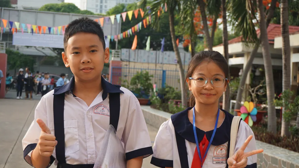 Thí sinh dự khảo sát vào lớp 6 sáng nay. Ảnh: NGUYỄN QUYÊN khảo sát vào lớp 6