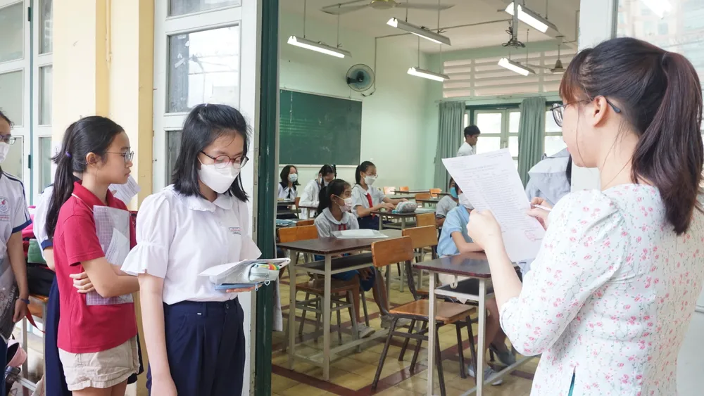 Thí sinh tham dự kỳ khảo sát lớp 6 Trường THPT chuyên Trần Đại Nghĩa năm học 2023-2024. Ảnh: NGUYỄN QUYÊN khảo sát lớp 6 Trường Trần Đại Nghĩa