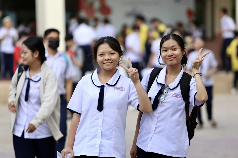 Thí sinh tham dự kỳ thi tốt nghiệp THPT tại TP.HCM. Ảnh: HOÀNG GIANG điểm thi tốt nghiệp THPT