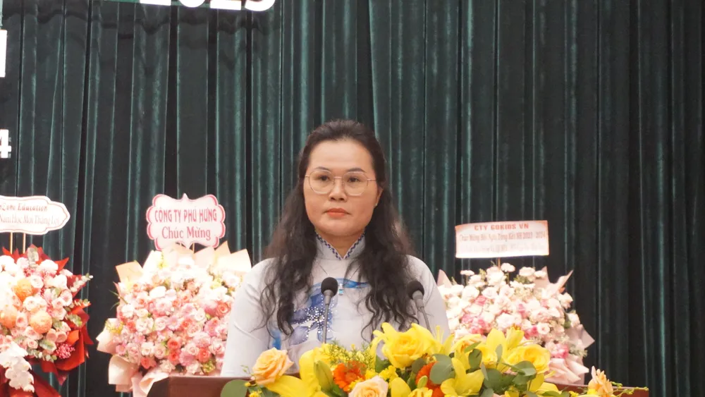 Bà Lê Thuỵ Mỵ Châu, Phó Giám đốc Sở GD&ĐT TP.HCM phát biểu tại hội nghị sáng nay. Ảnh: NGUYỄN QUYÊN giáo dục mầm non