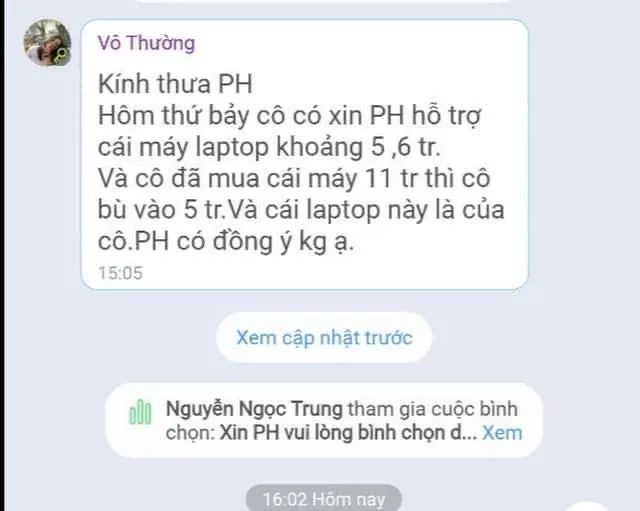 Xin tiền hỗ trợ mua máy tính cá nhân