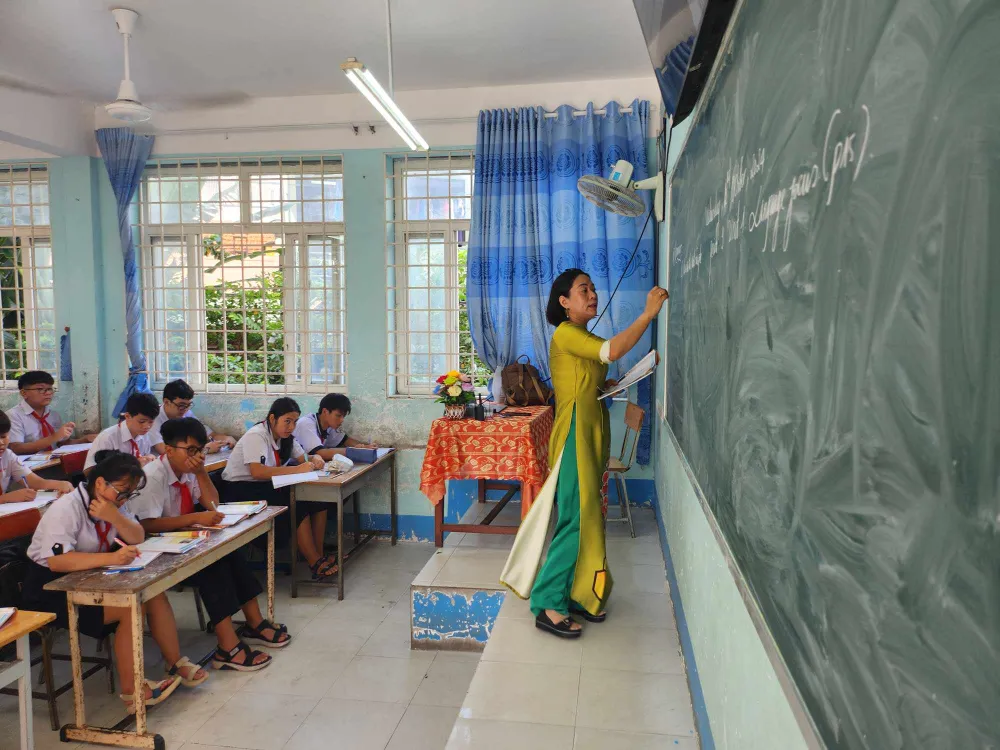 Một tiết học của cô trò Trường THCS Nguyễn Hiền, quận 12, TP.HCM. Ảnh: NGUYỄN QUYÊN tuyển thẳng vào lớp 10