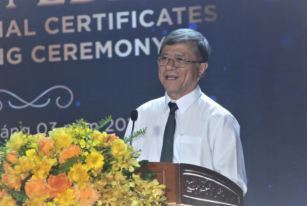Ông Nguyễn Văn Hiếu, Giám đốc Sở GD&ĐT TP.HCM phát biểu tại buổi lễ. Ảnh: BTC diem-toan-cao-nhat-the-gioi-1.jpg
