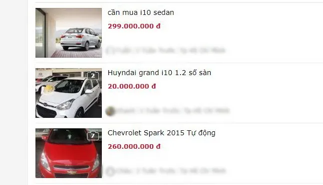 Nhiều mẫu xe có giá chỉ từ 200-300 triệu đồng